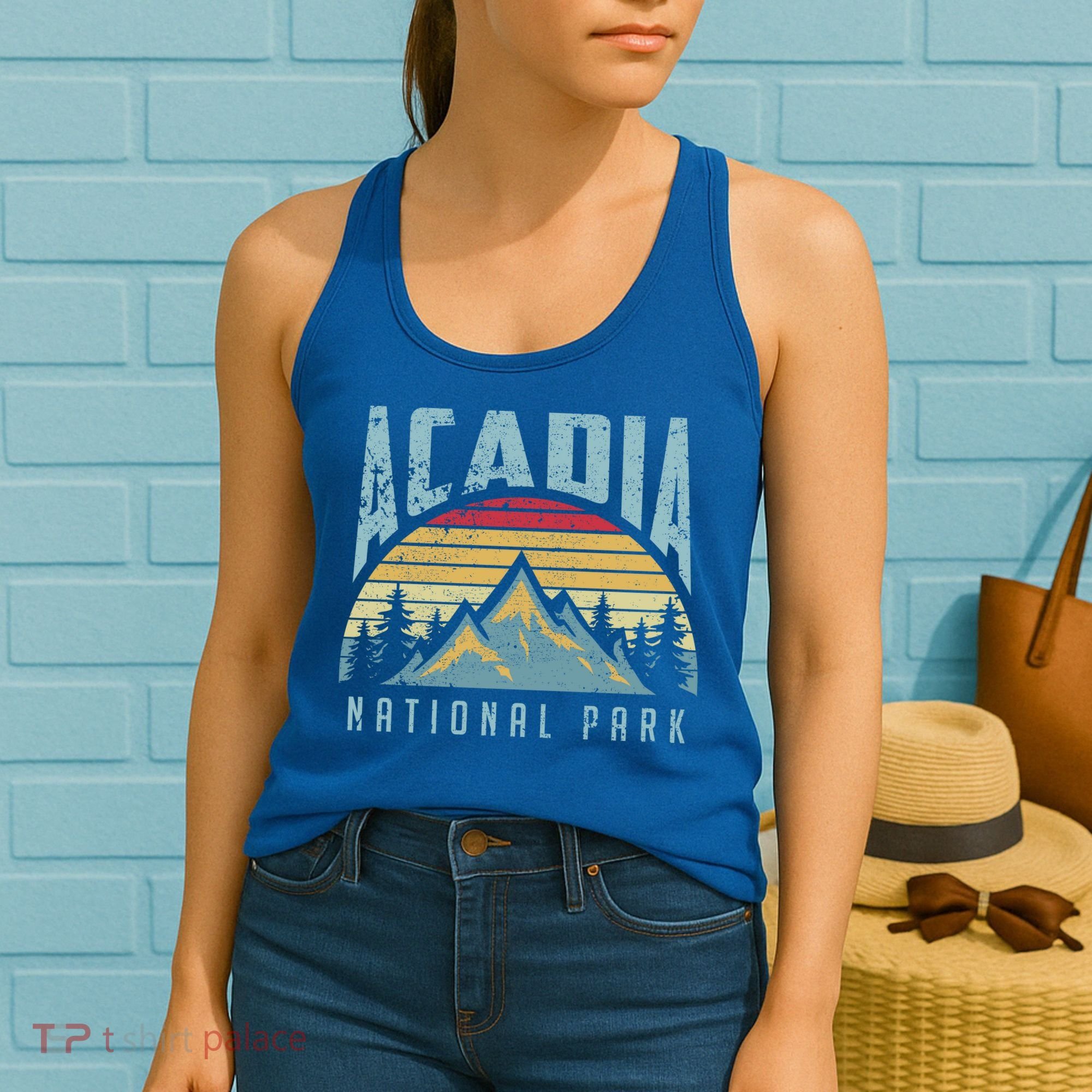 Acadia National Park Maine Mountains Retro Gift Women's Tank Top