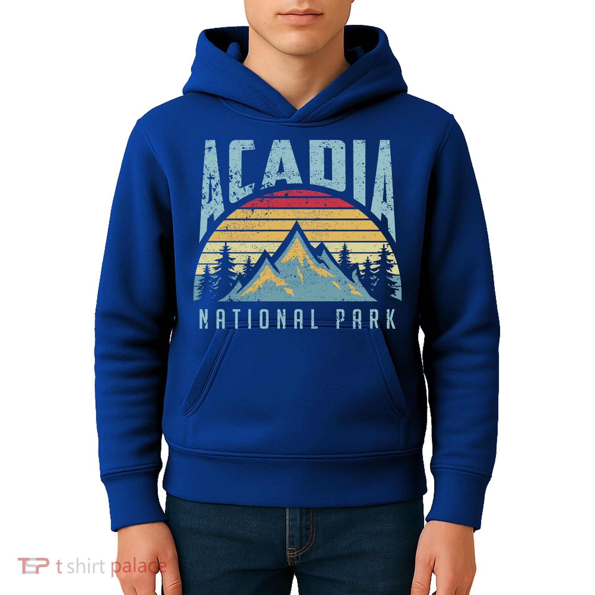 Acadia National Park Maine Mountains Retro Gift Kids Hoodie