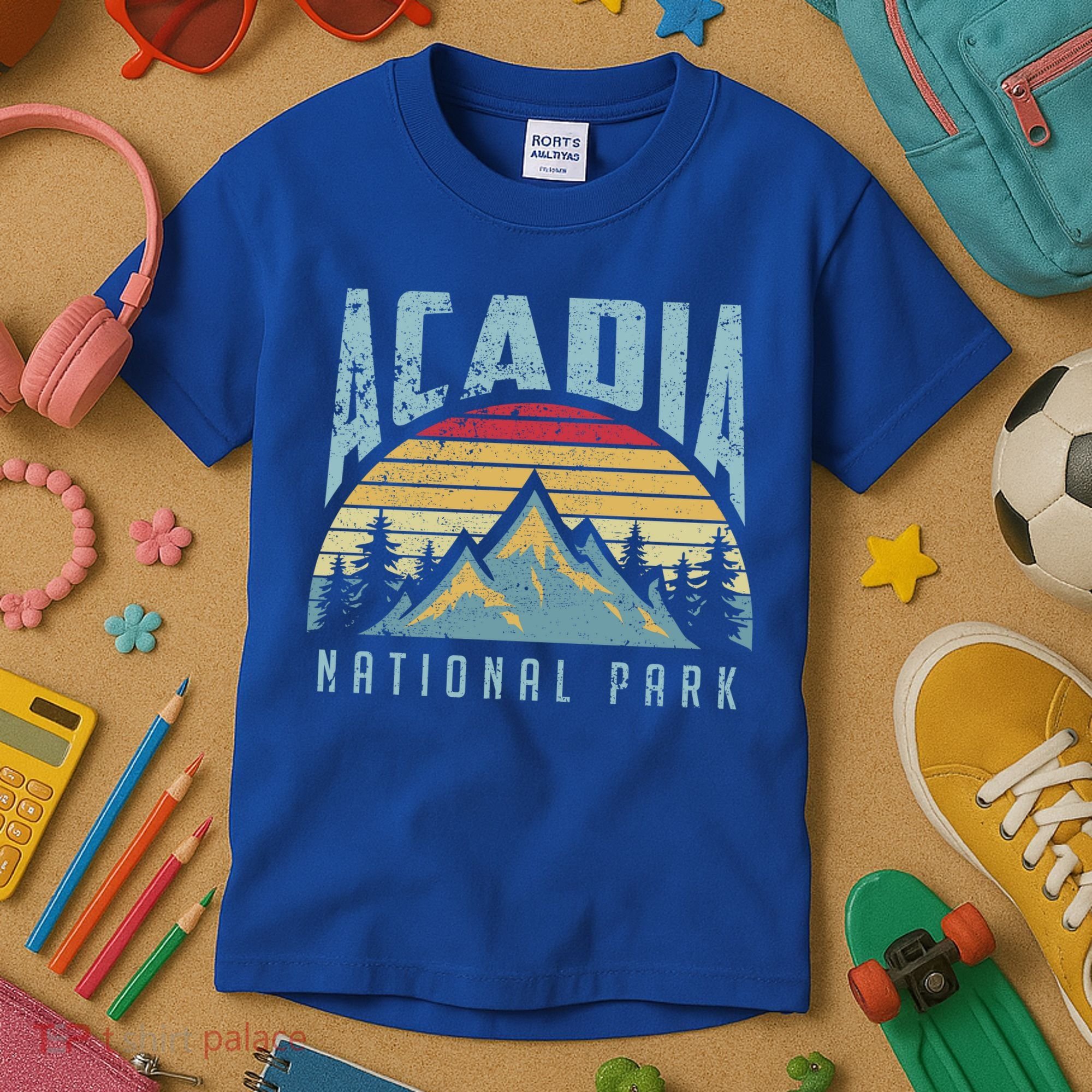 Acadia National Park Maine Mountains Retro Gift Kids T-Shirt