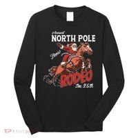 Annual North Pole Rodeo Western Christmas Cowboy Santa Long Sleeve Shirt thumb 0