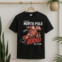 Annual North Pole Rodeo Western Christmas Cowboy Santa T-Shirt thumb 2