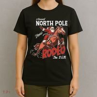 Annual North Pole Rodeo Western Christmas Cowboy Santa T-Shirt thumb 4