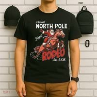 Annual North Pole Rodeo Western Christmas Cowboy Santa T-Shirt thumb 6