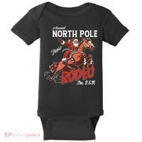 Annual North Pole Rodeo Western Christmas Cowboy Santa Baby Bodysuit thumb 0