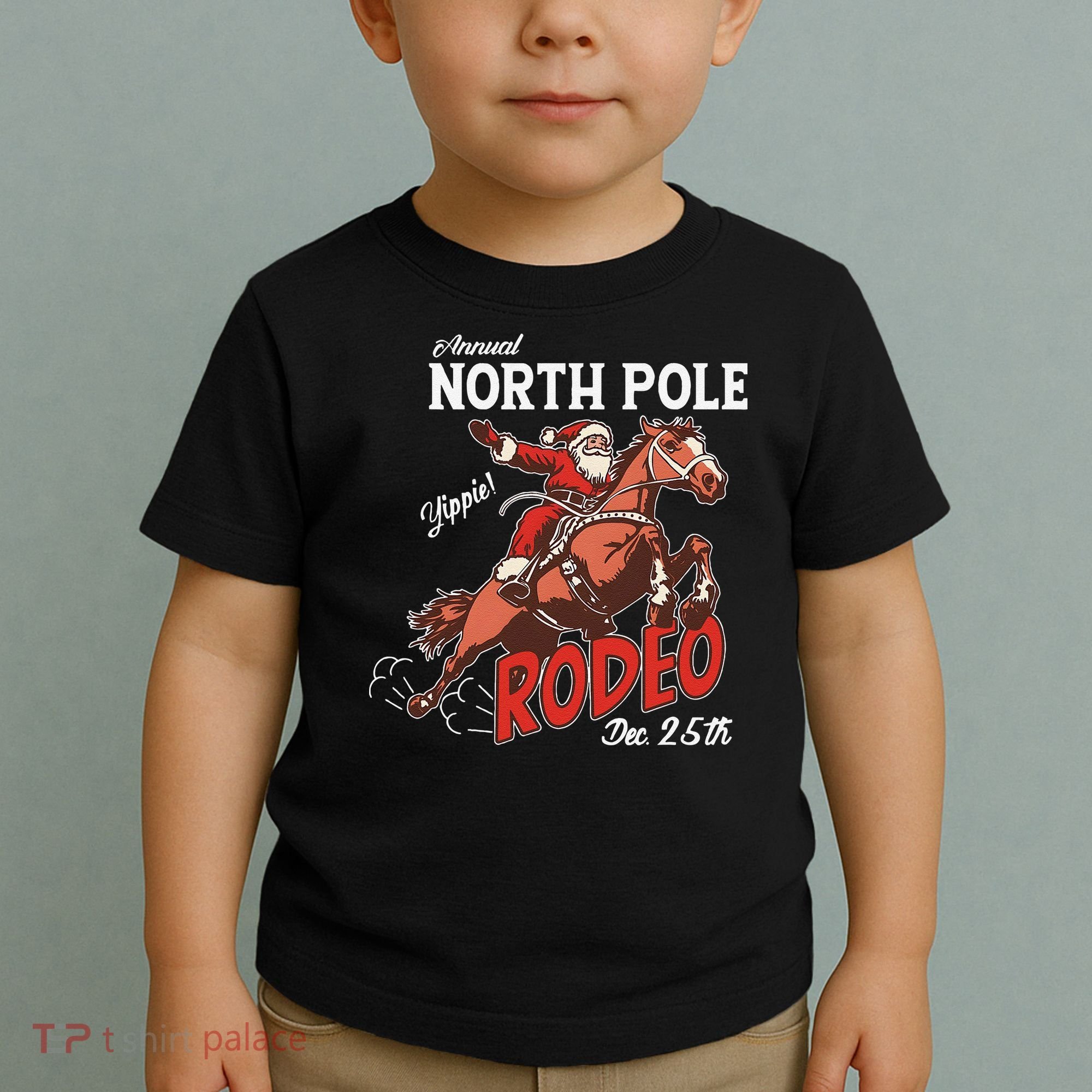 Annual North Pole Rodeo Western Christmas Cowboy Santa Toddler T-Shirt