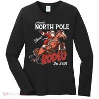 Annual North Pole Rodeo Western Christmas Cowboy Santa Women's Long Sleeve Shirt thumb 0