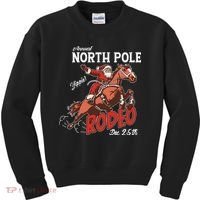 Annual North Pole Rodeo Western Christmas Cowboy Santa Kids Sweatshirt thumb 0
