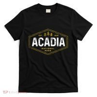 Acadia National Park Vintage Tree Hexagon Badge Hiking T-Shirt thumb 0