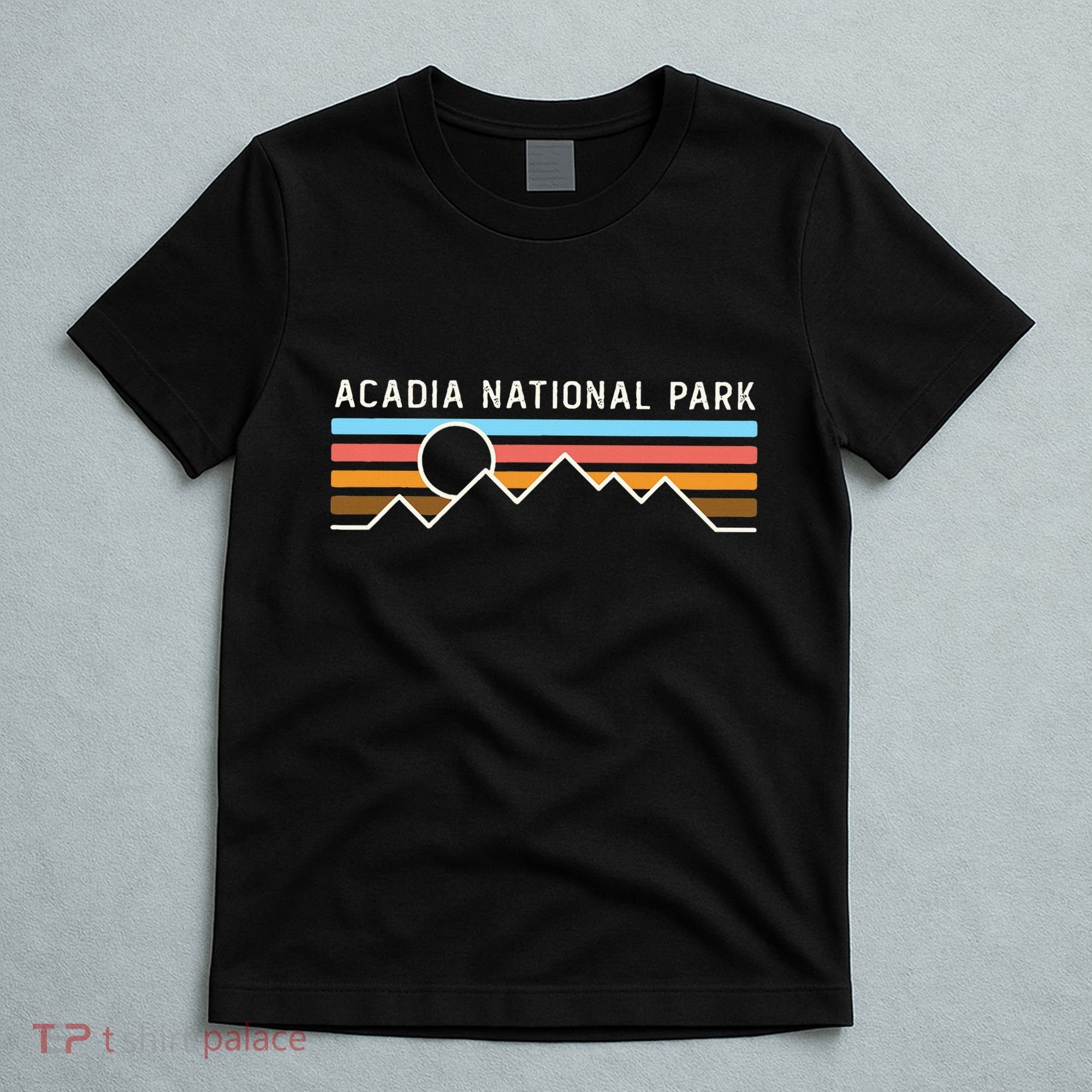 Acadia National Park Retro Mountain Lines Camping Hiking T-Shirt