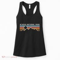 Acadia National Park Retro Mountain Lines Camping Hiking Women's Tank Top thumb 0