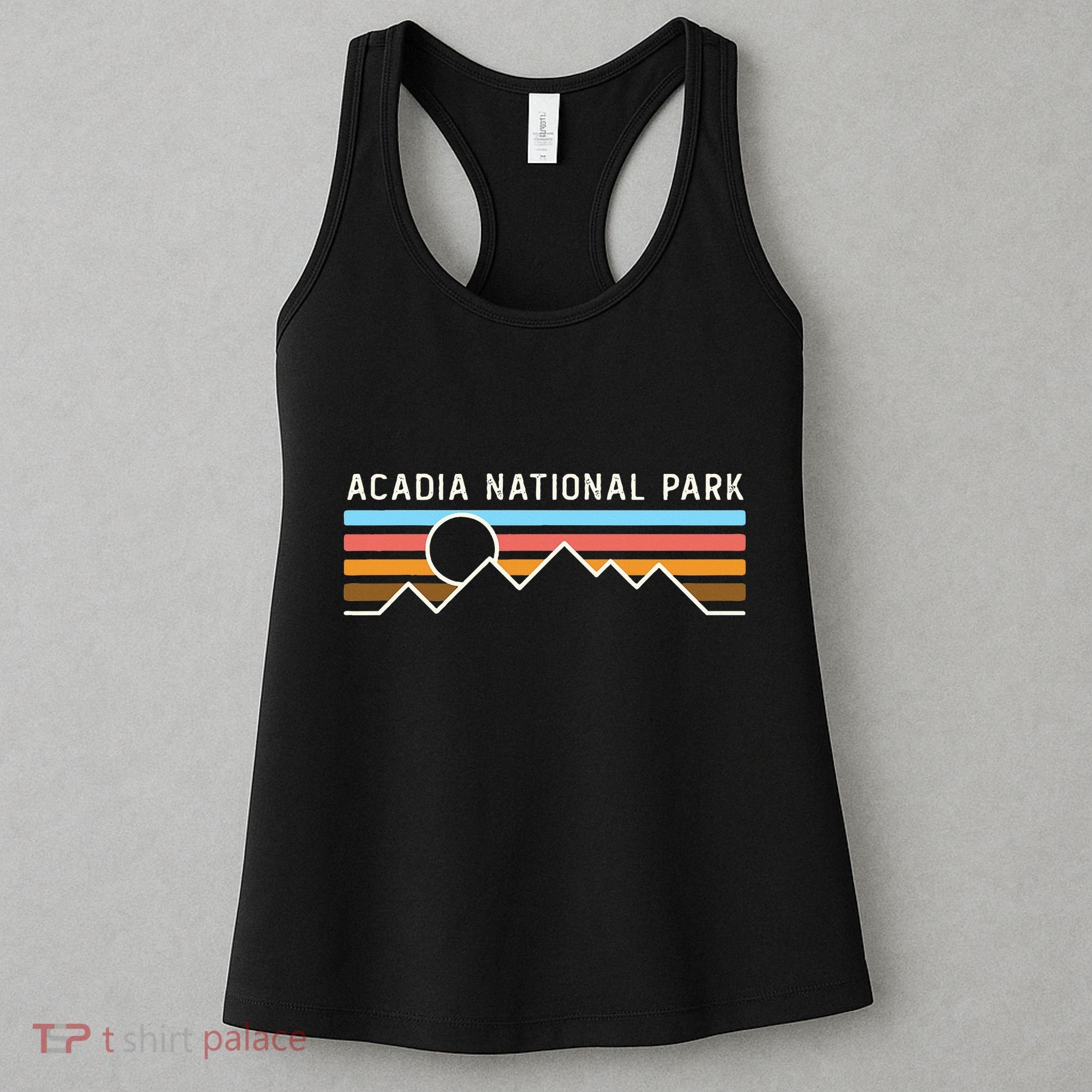 Acadia National Park Retro Mountain Lines Camping Hiking Women's Tank Top