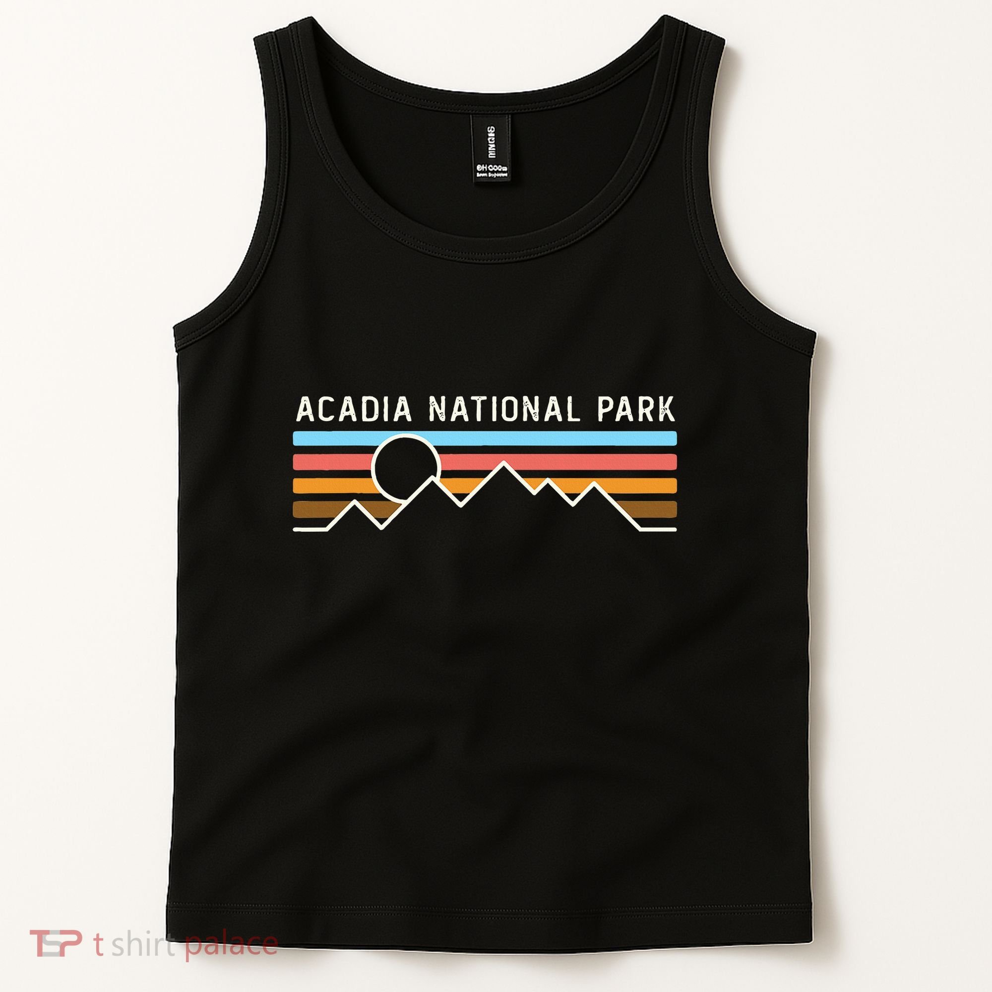 Acadia National Park Retro Mountain Lines Camping Hiking Tank Top
