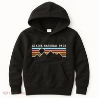 Acadia National Park Retro Mountain Lines Camping Hiking Kids Hoodie thumb 0