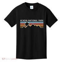 Acadia National Park Retro Mountain Lines Camping Hiking Kids T-Shirt thumb 0