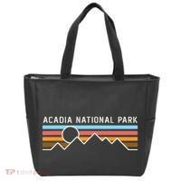 Acadia National Park Retro Mountain Lines Camping Hiking Tote Bag thumb 0