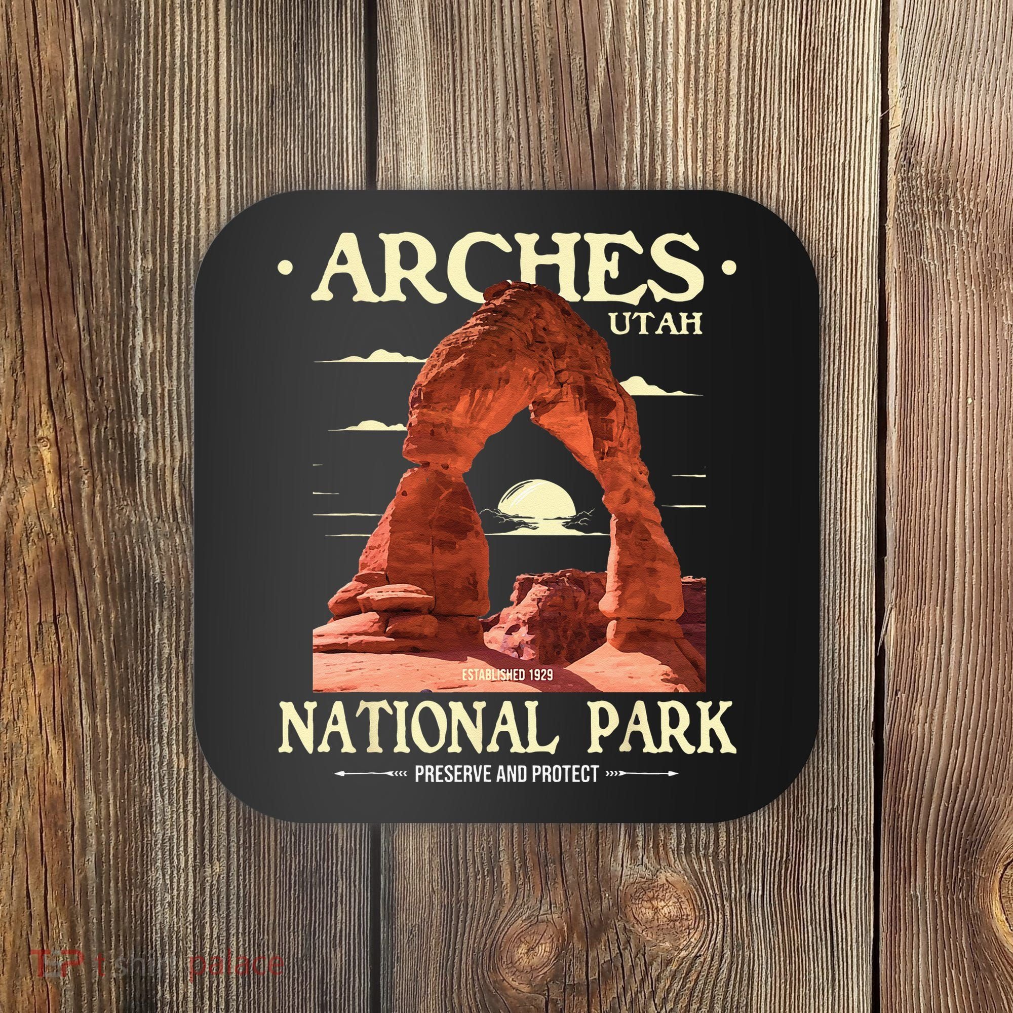 Arches National Park Retro Hiking & Camping Lover Coaster