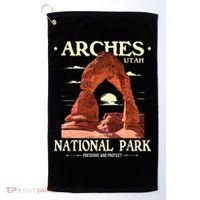 Arches National Park Retro Hiking & Camping Lover Golf Towel thumb 0