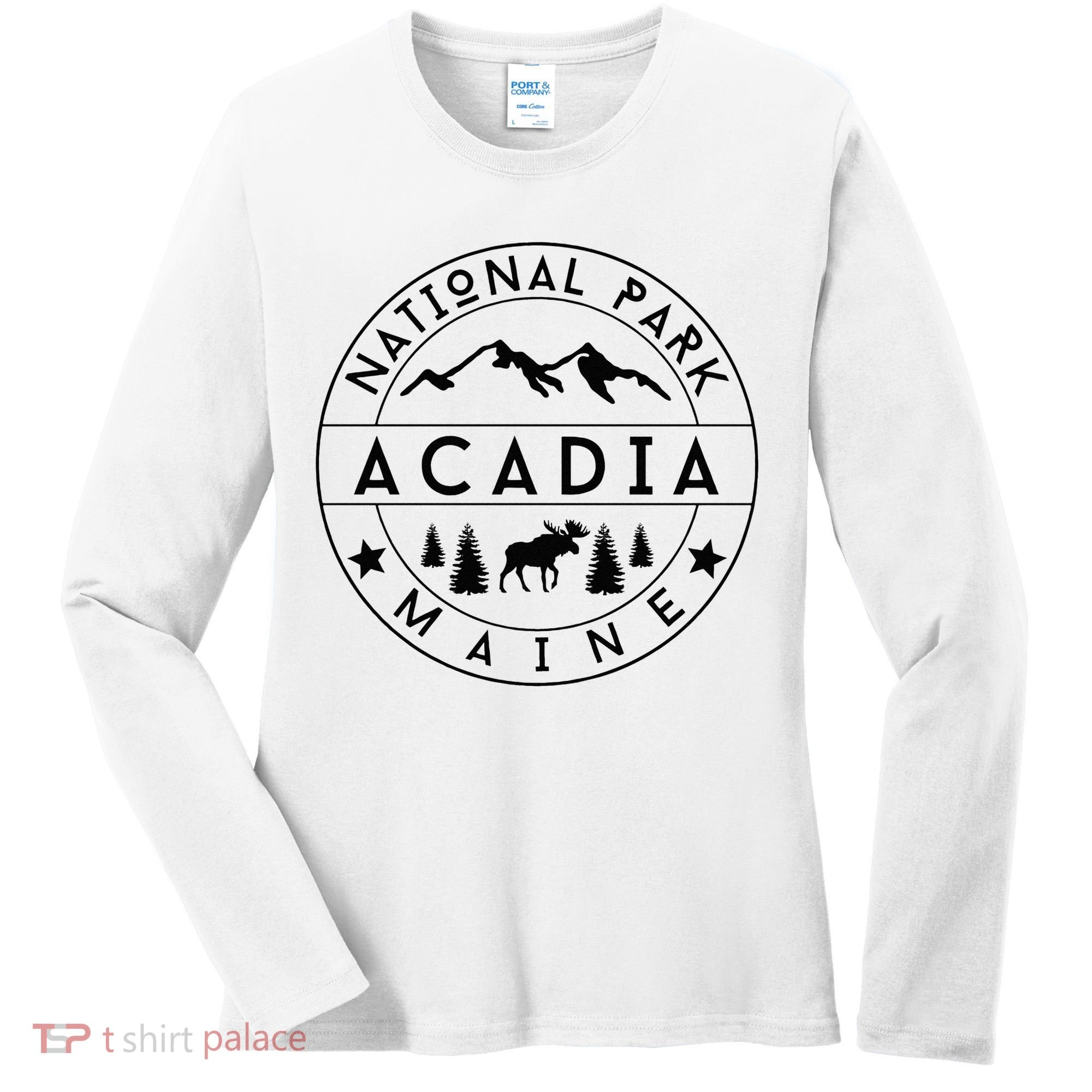 Acadia National Park Maine Moose Nature Hiking Outdoors Women's Long Sleeve Shirt