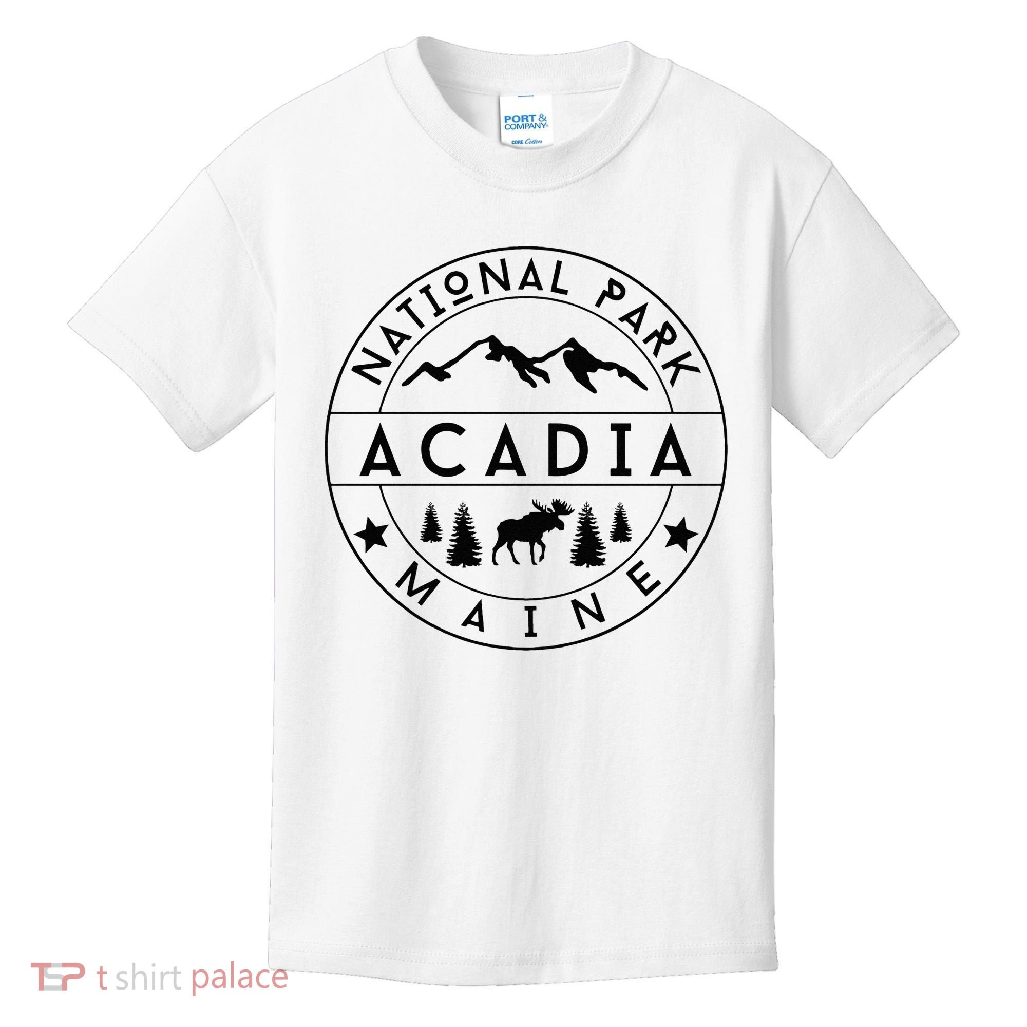 Acadia National Park Maine Moose Nature Hiking Outdoors Kids T-Shirt