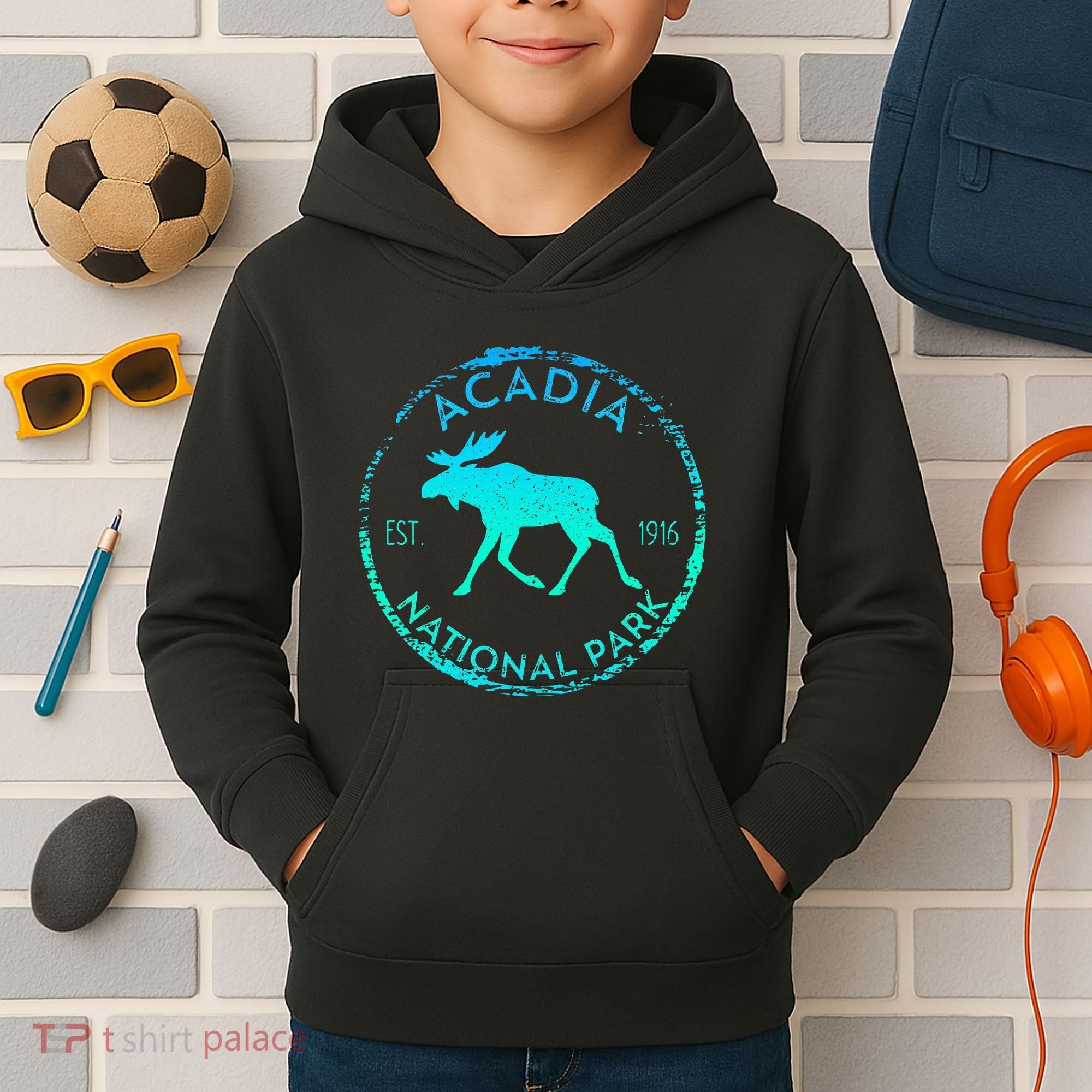 Acadia National Park Np Maine Moose Lovers Kids Hoodie