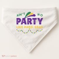 Ain't No Party Like Mardi Gras Beads Celebration USA-Made Doggie Bandana thumb 0