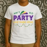 Ain't No Party Like Mardi Gras Beads Celebration T-Shirt thumb 3