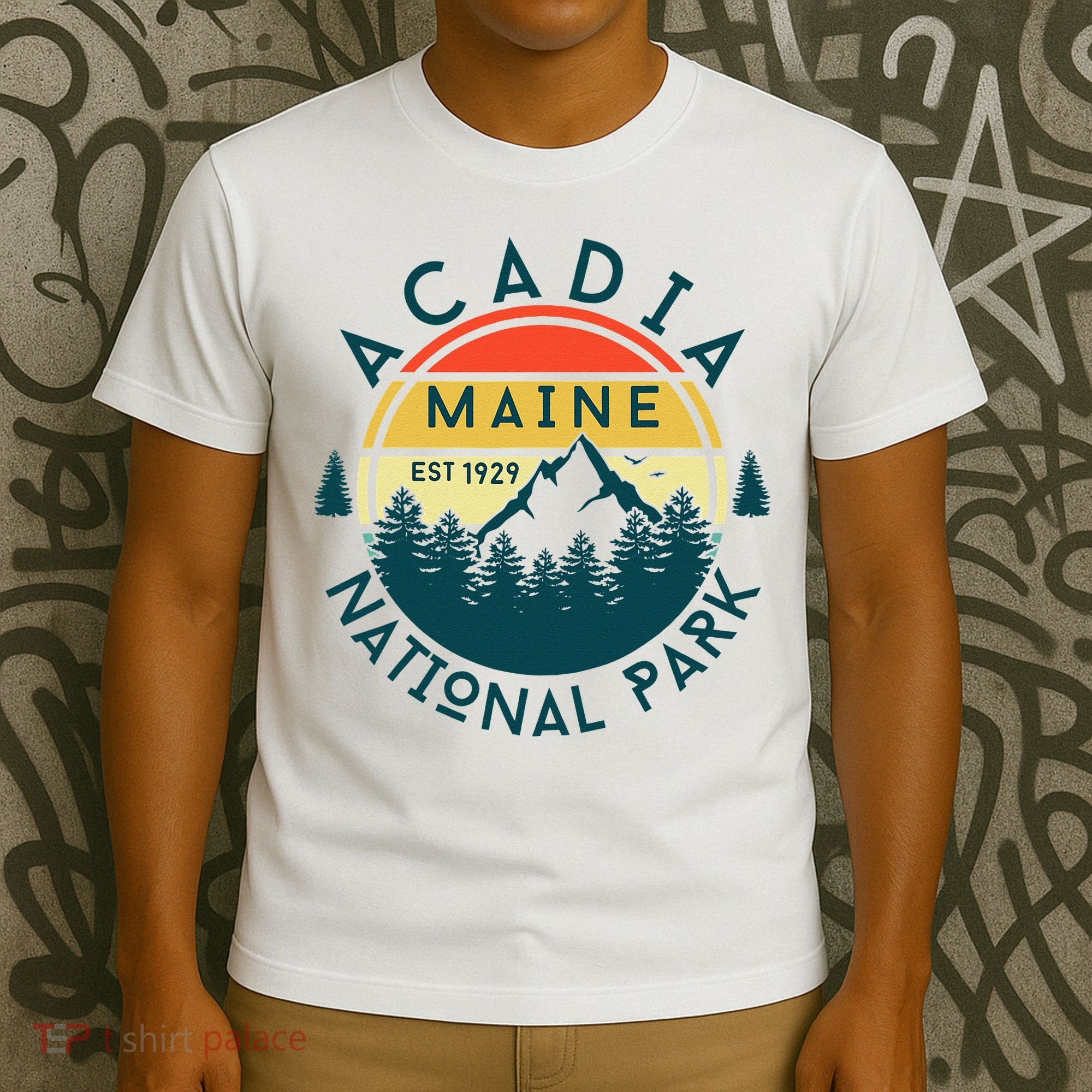 Acadia National Park Maine Mountains Nature Hiking Retro T-Shirt