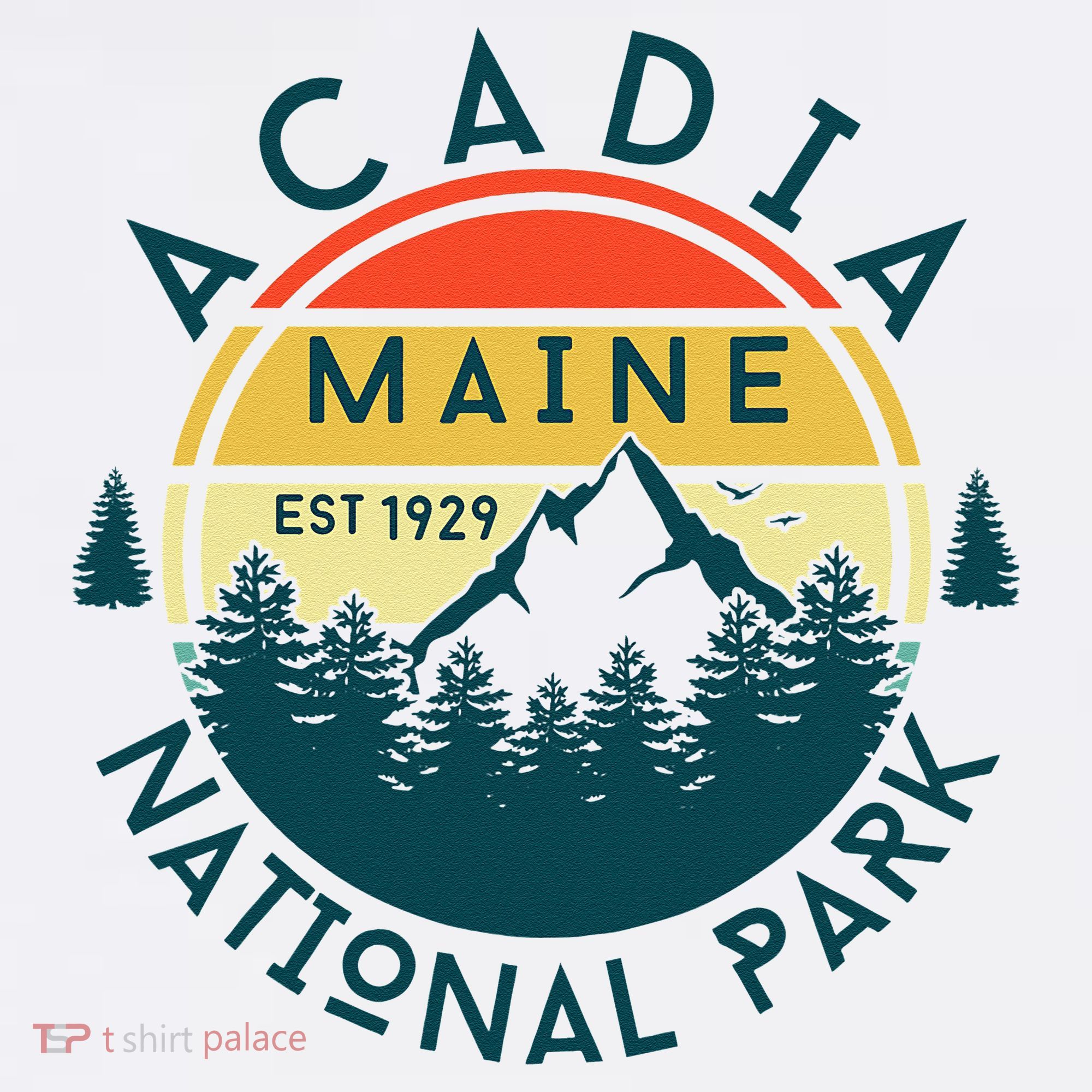 Acadia National Park Maine Mountains Nature Hiking Retro Polo