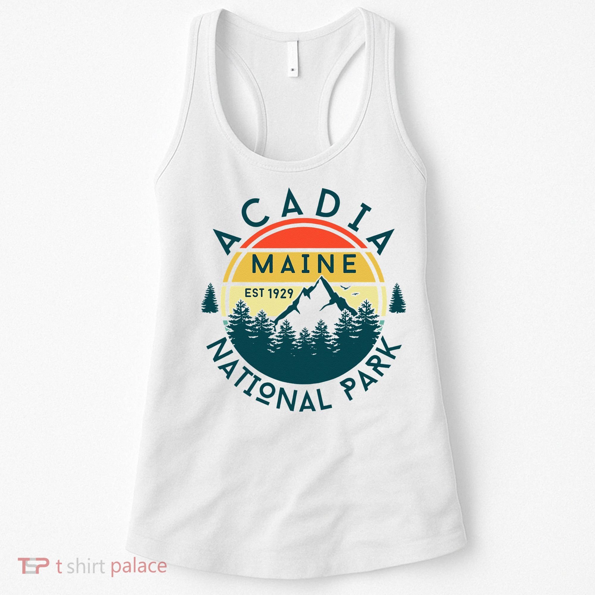Acadia National Park Maine Mountains Nature Hiking Retro Women's Tank Top