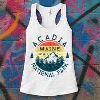 Acadia National Park Maine Mountains Nature Hiking Retro Women's Tank Top thumb 3