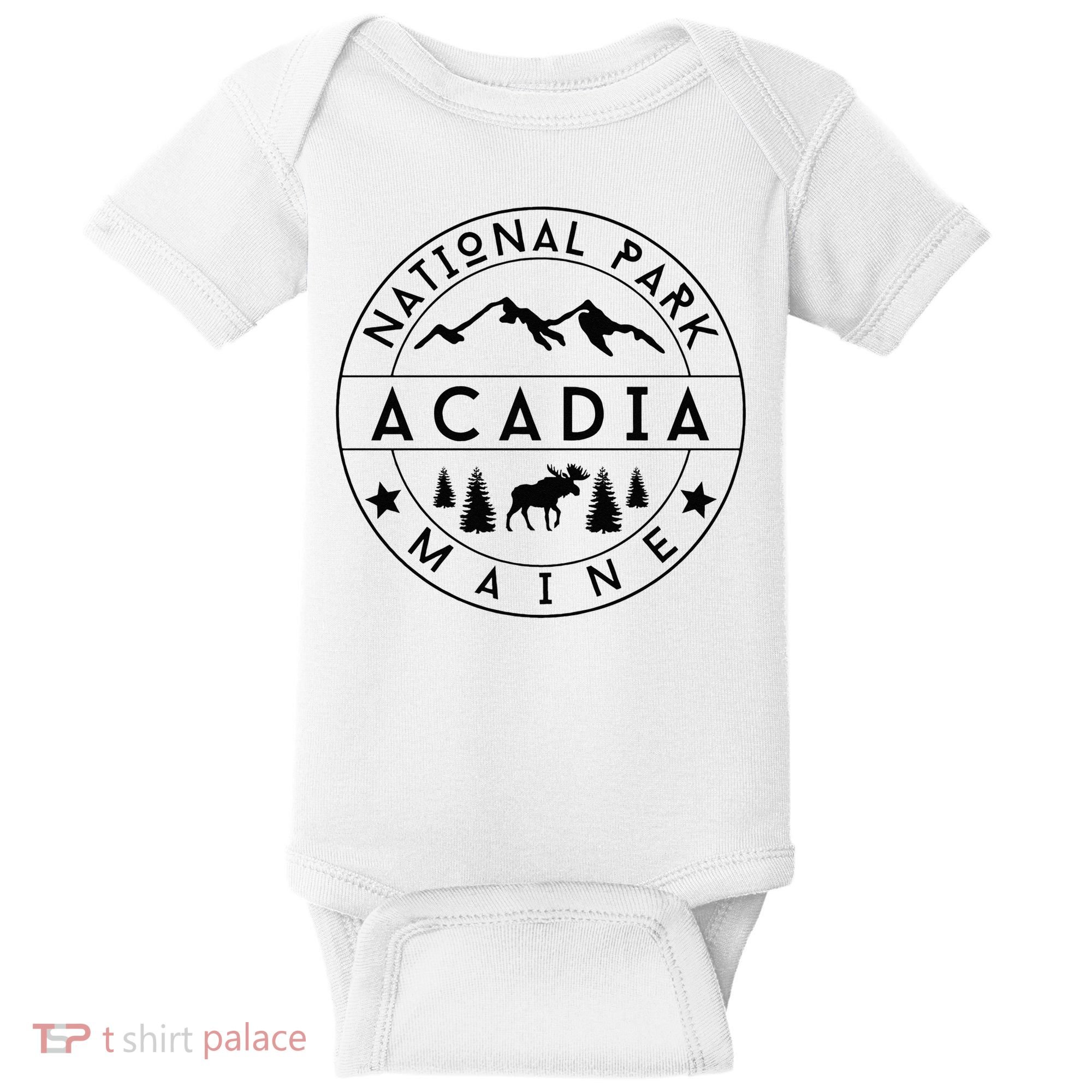 Acadia National Park Maine Moose Nature Hiking Outdoors Baby Bodysuit