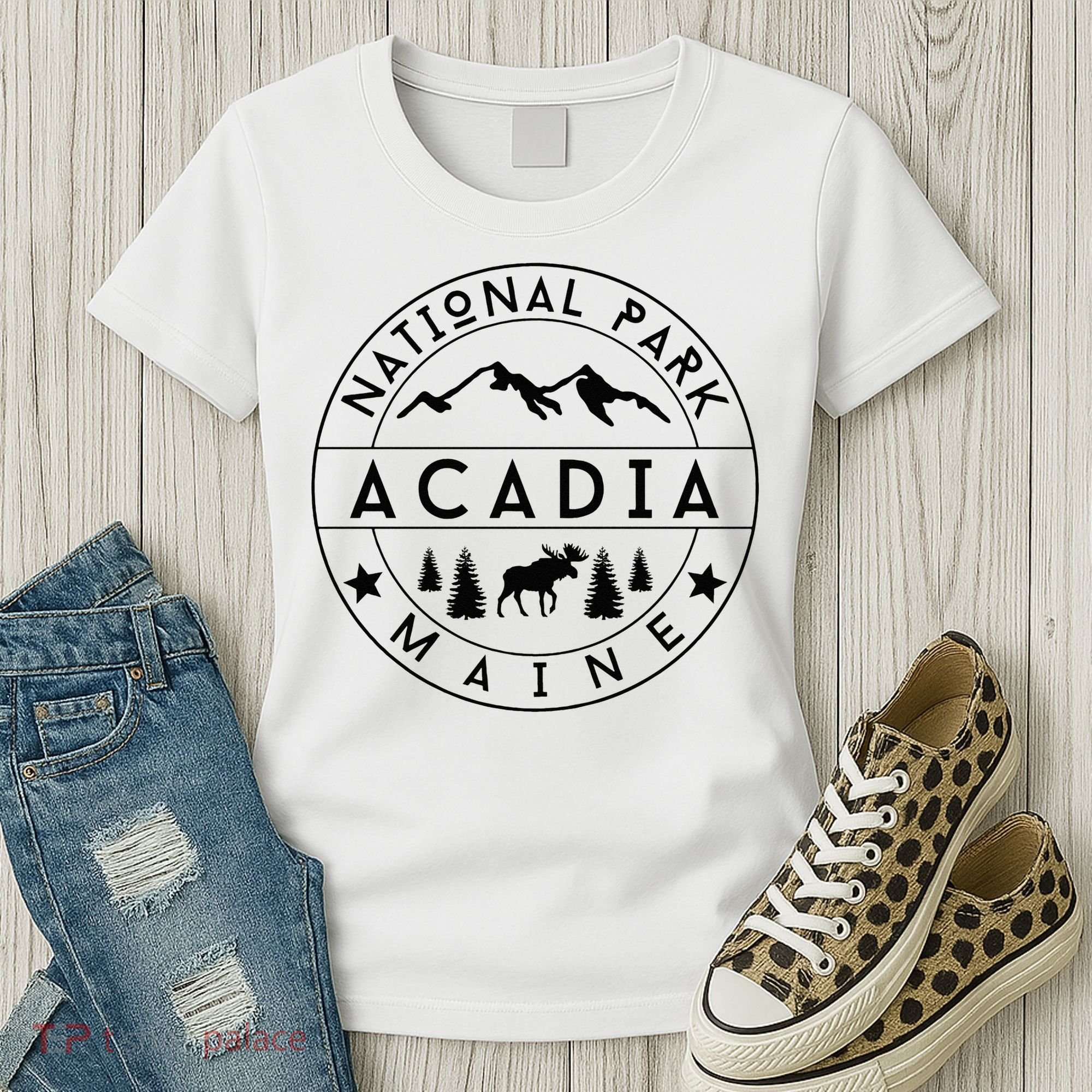 Acadia National Park Maine Moose Nature Hiking Outdoors Women's T-Shirt