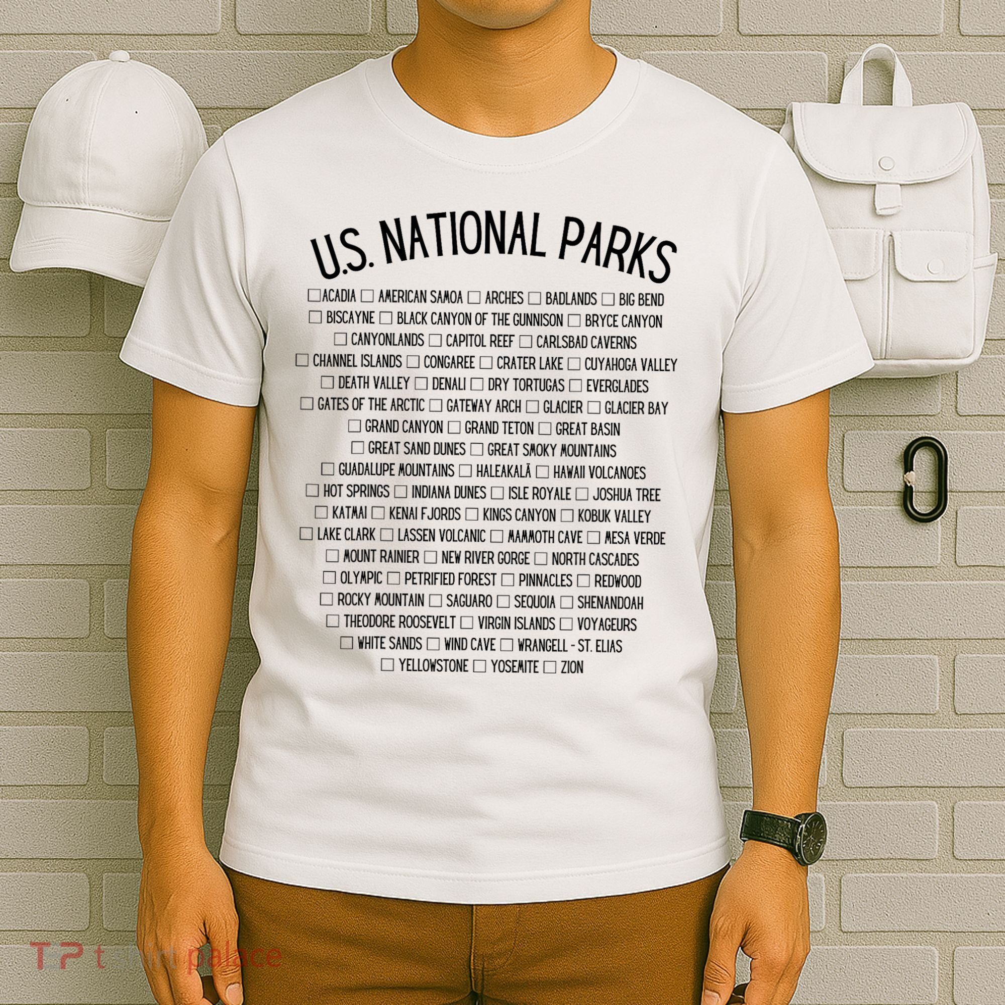 American National Parks Checklist US National Parks Family T-Shirt