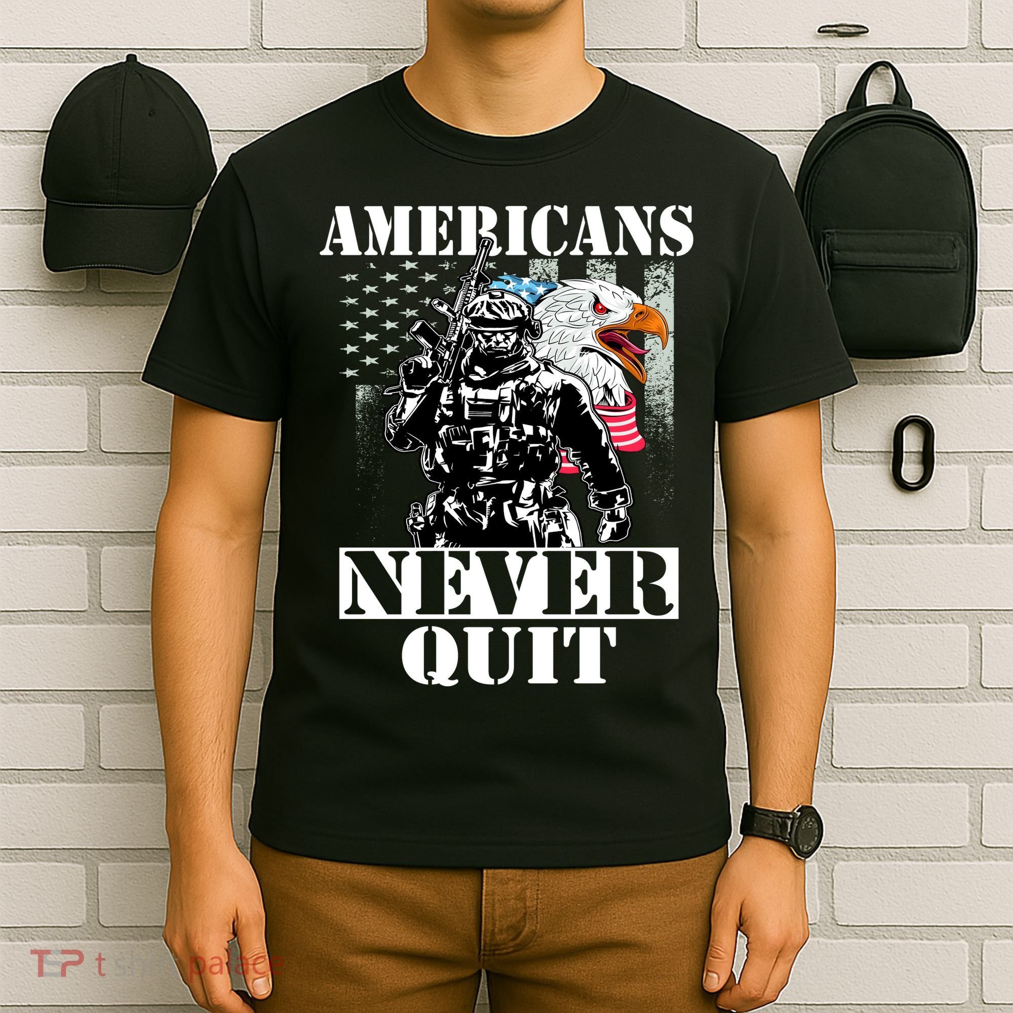 Americans Never Quit Veteran T-Shirt
