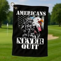 Americans Never Quit Veteran Golf Towel thumb 1