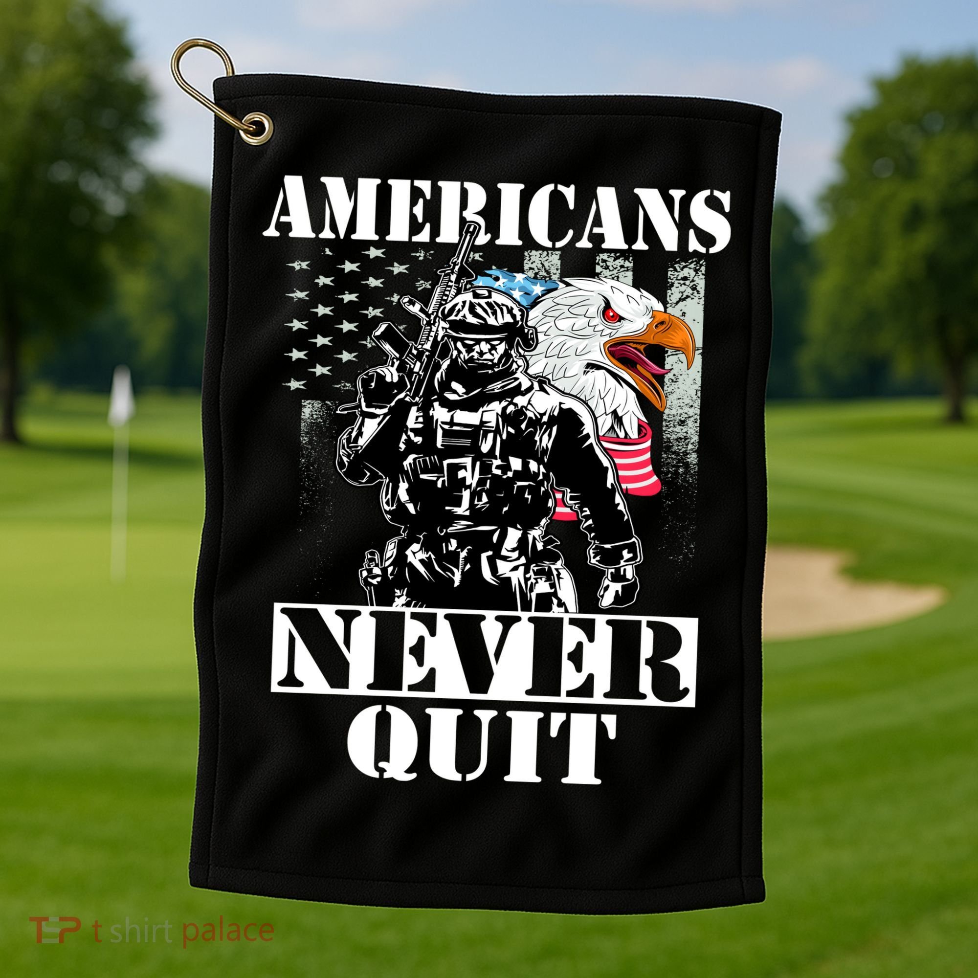 Americans Never Quit Veteran Golf Towel