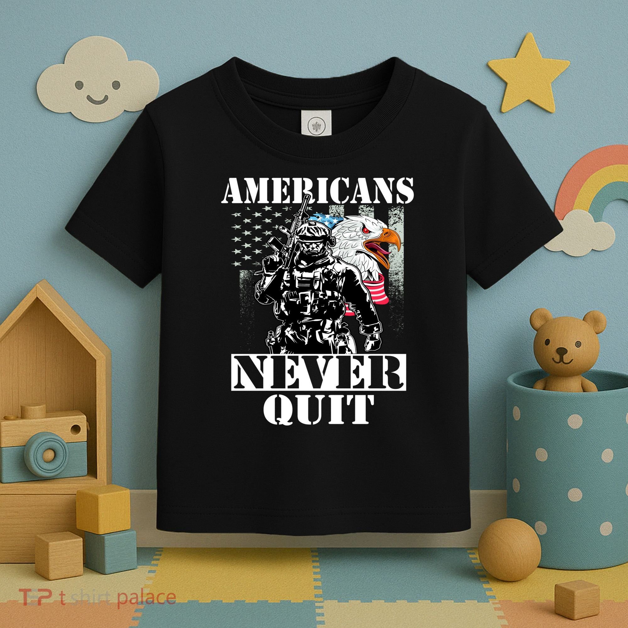 Americans Never Quit Veteran Toddler T-Shirt
