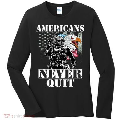 Americans Never Quit Veteran Women's Long Sleeve Shirt