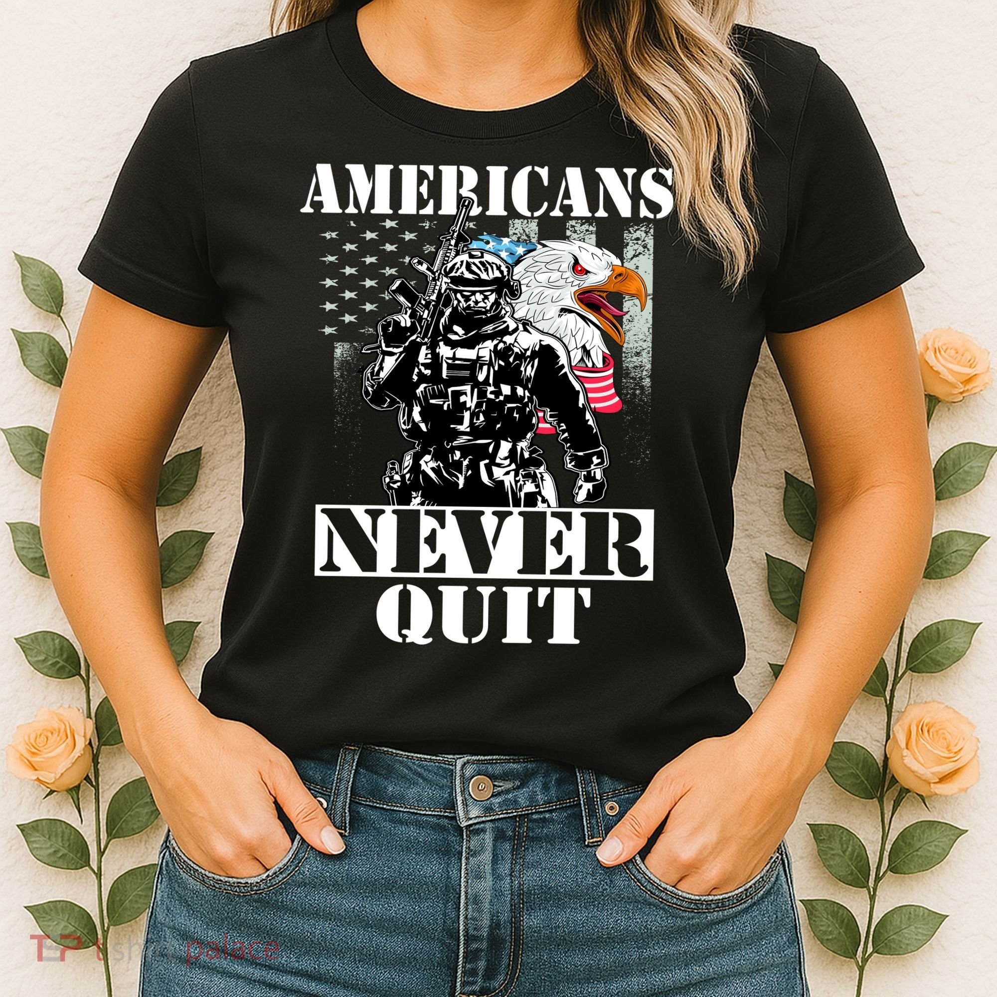 Americans Never Quit Veteran Women's T-Shirt