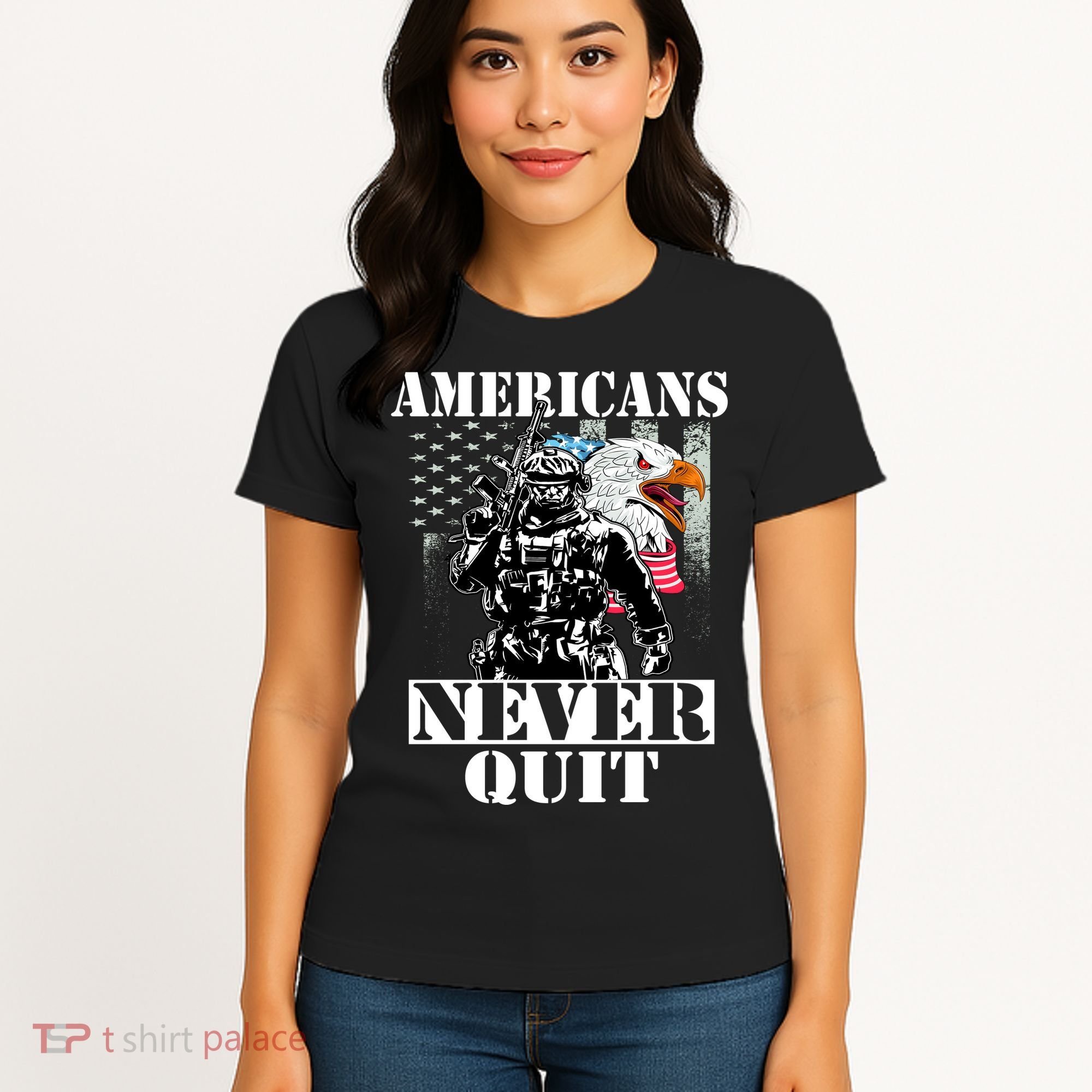 Americans Never Quit Veteran Women's T-Shirt