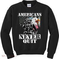 Americans Never Quit Veteran Kids Sweatshirt thumb 0