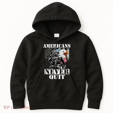 Americans Never Quit Veteran Kids Hoodie
