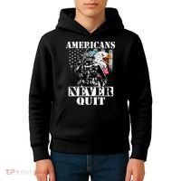 Americans Never Quit Veteran Kids Hoodie thumb 4