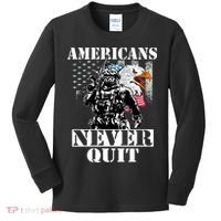 Americans Never Quit Veteran Kids Long Sleeve Shirt thumb 0