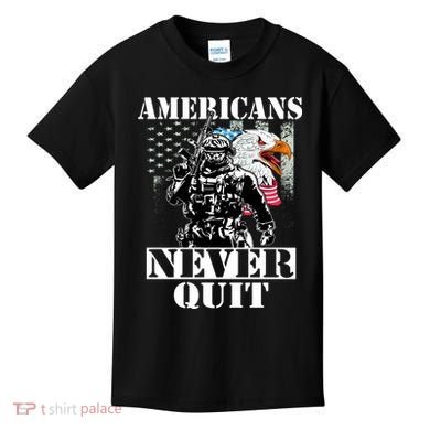 Americans Never Quit Veteran Kids T-Shirt