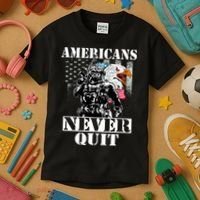 Americans Never Quit Veteran Kids T-Shirt thumb 3