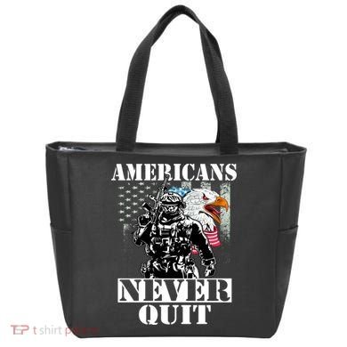 Americans Never Quit Veteran Tote Bag
