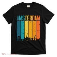 Amsterdam Netherlands Retro Vintage Sunset Skyline Dutch T-Shirt thumb 0