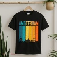 Amsterdam Netherlands Retro Vintage Sunset Skyline Dutch T-Shirt thumb 2
