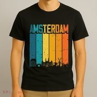Amsterdam Netherlands Retro Vintage Sunset Skyline Dutch T-Shirt thumb 3